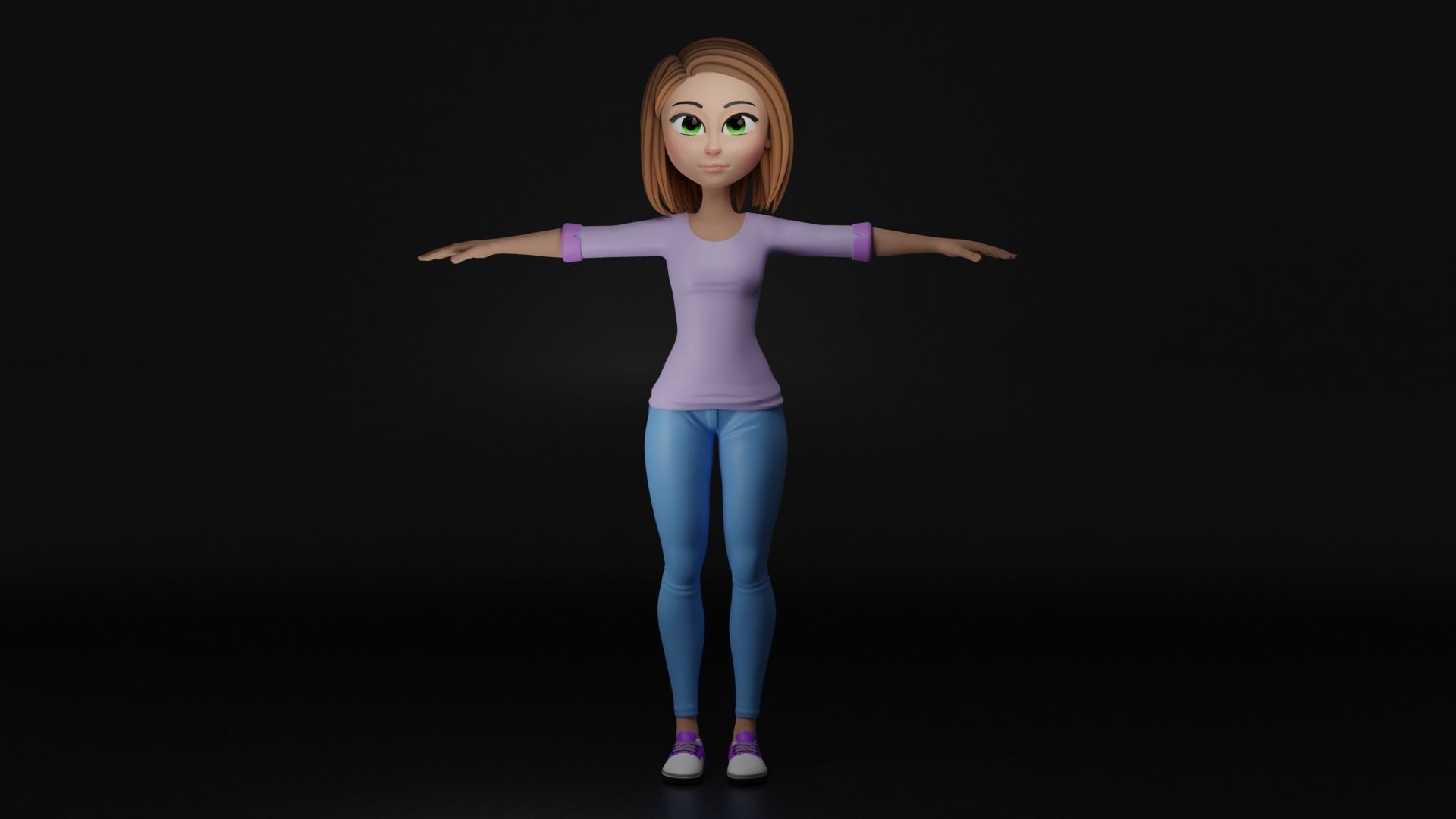 Cartoon Woman - FULLY RIGGED Low-poly 3D model_2