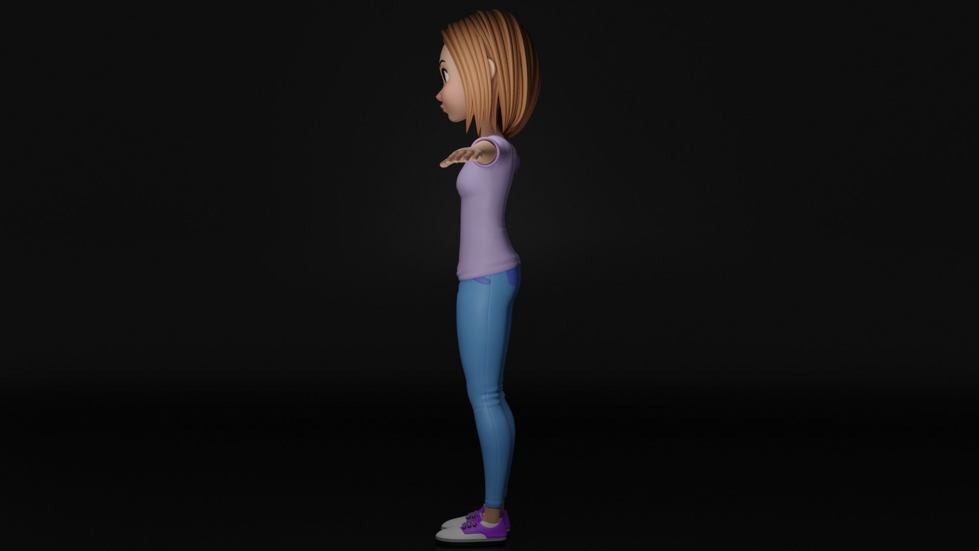 Cartoon Woman - FULLY RIGGED Low-poly 3D model_3