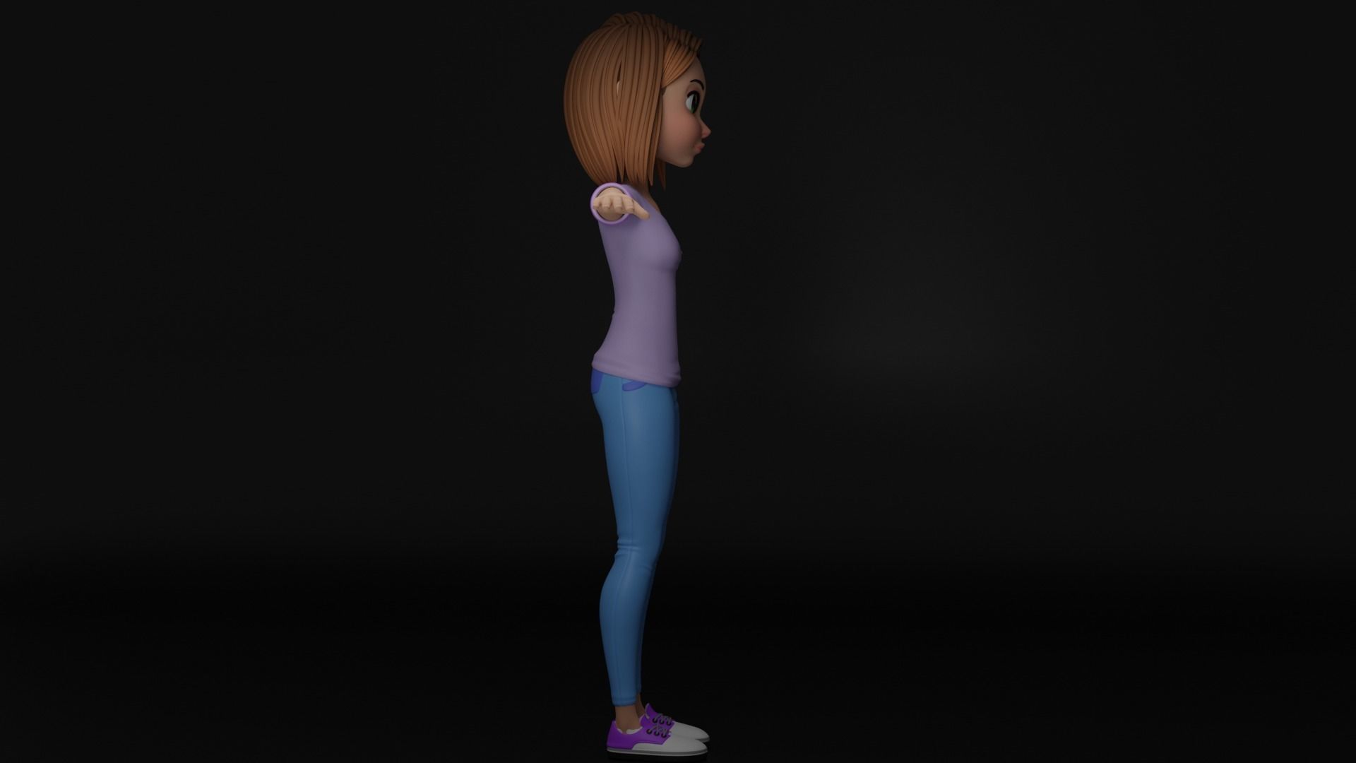 Cartoon Woman - FULLY RIGGED Low-poly 3D model_5