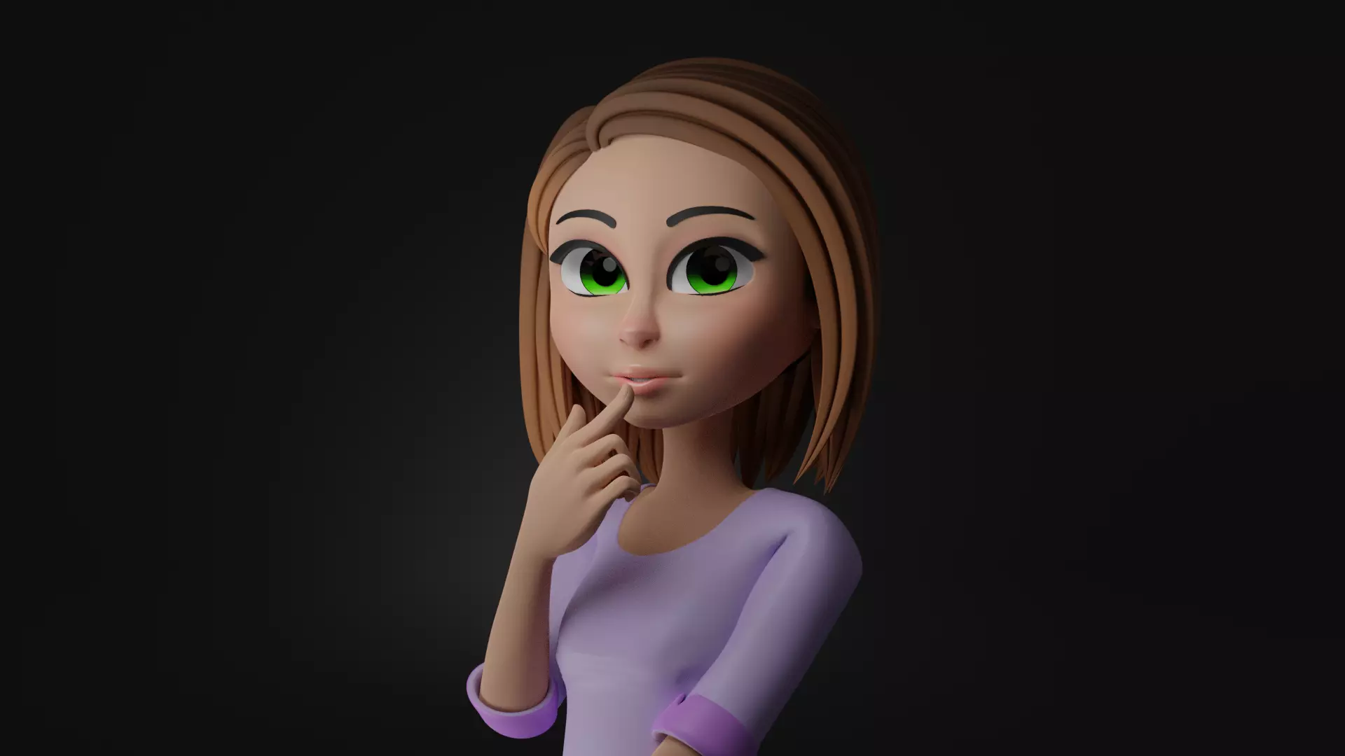 Cartoon Woman - FULLY RIGGED Low-poly 3D model_0