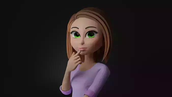 Cartoon Woman - FULLY RIGGED Low-poly 3D model