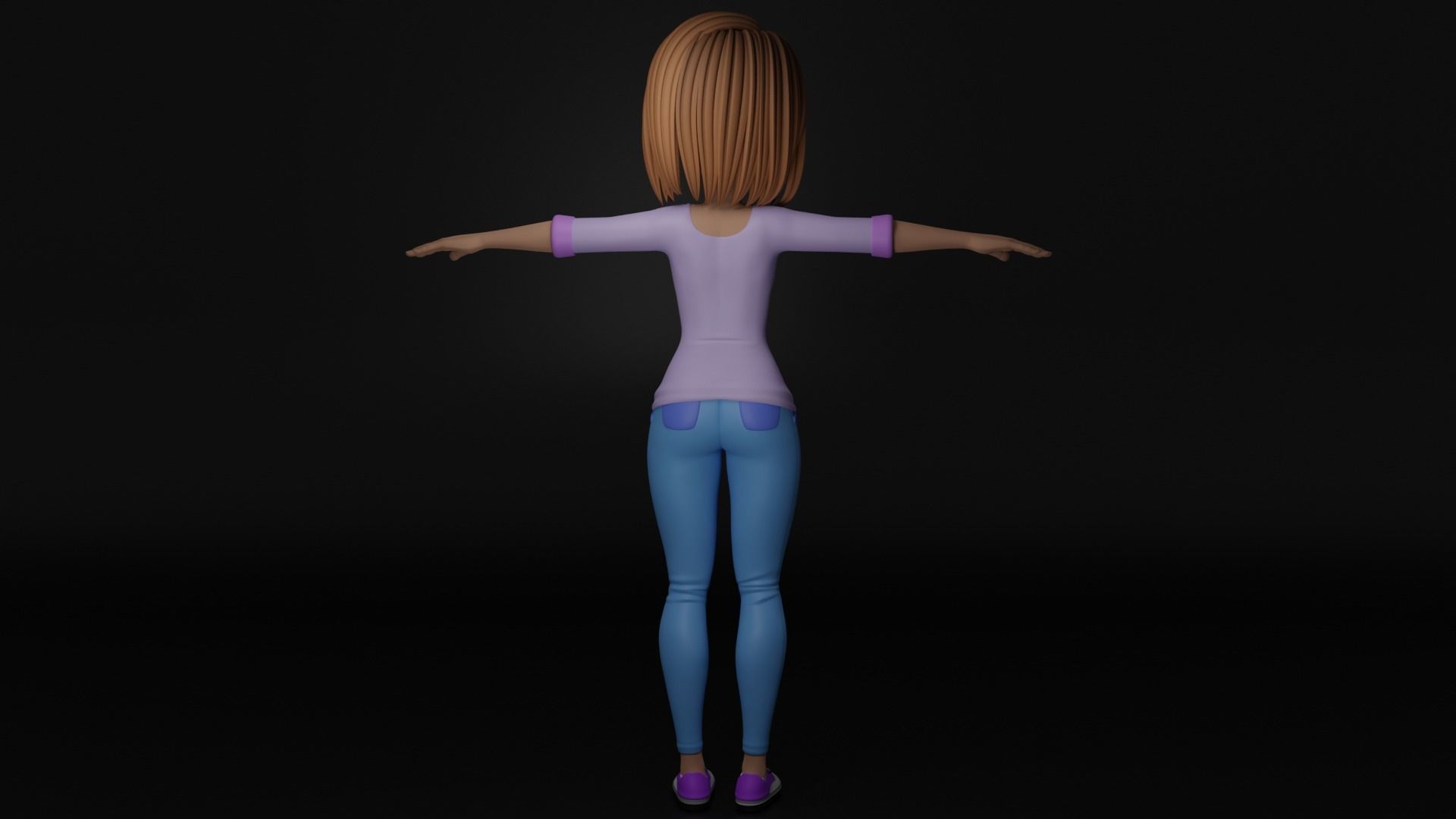 Cartoon Woman - FULLY RIGGED Low-poly 3D model_4