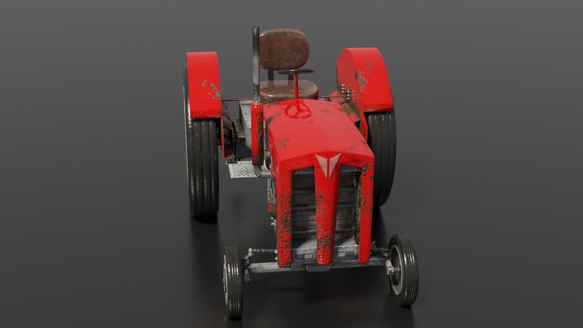 Old farm tractor Low-poly 3D model_15