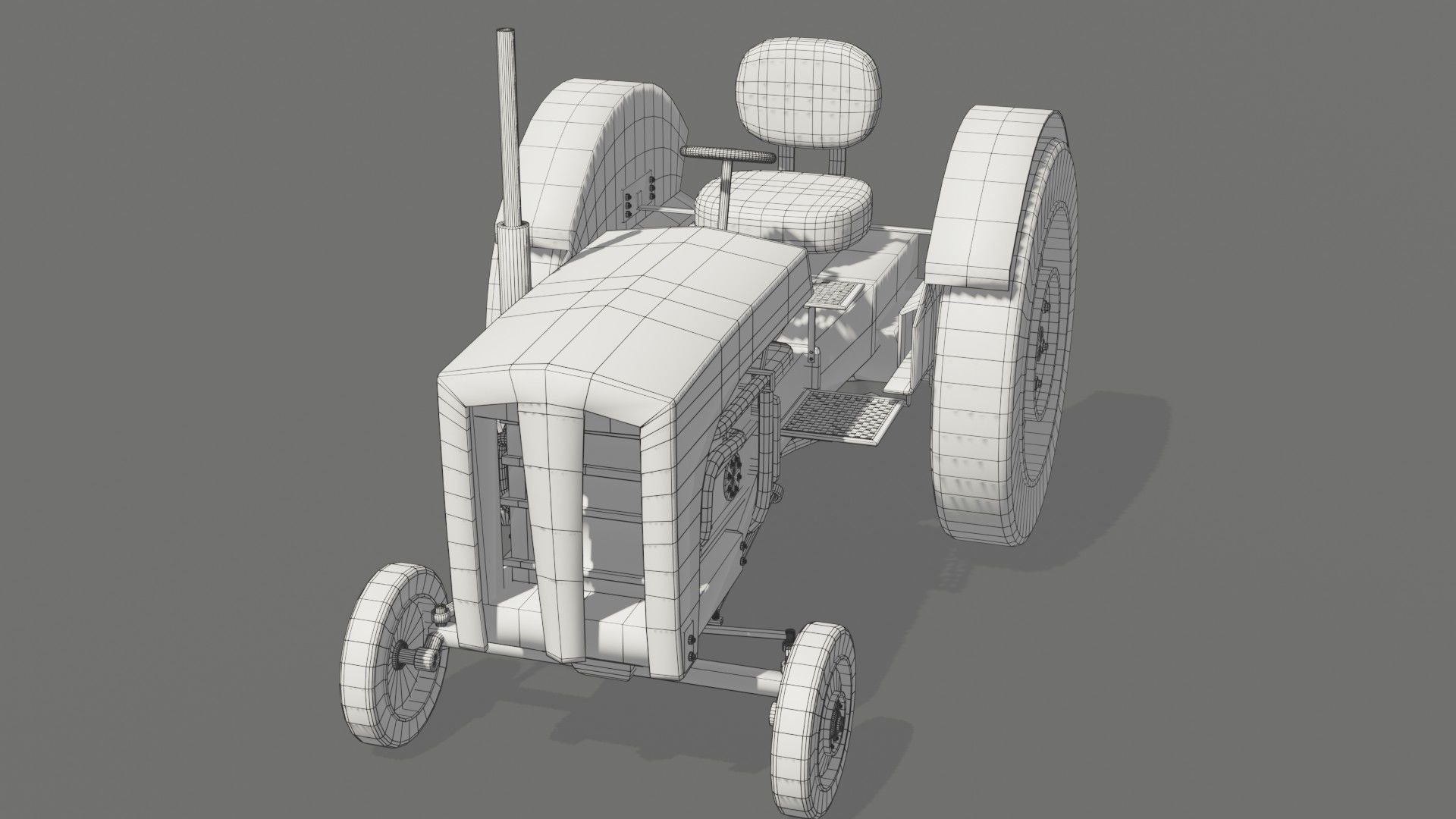 Old farm tractor Low-poly 3D model_30
