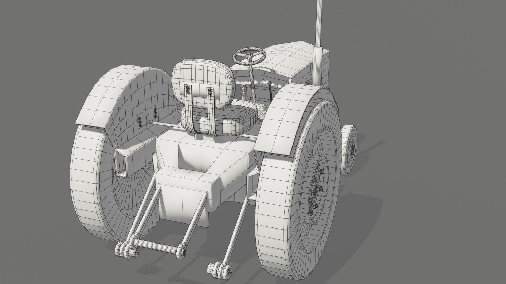 Old farm tractor Low-poly 3D model_24
