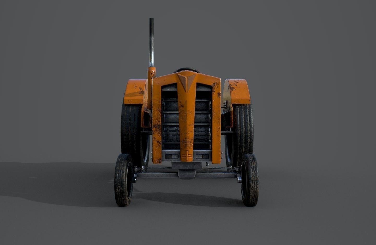 Old farm tractor Low-poly 3D model_2