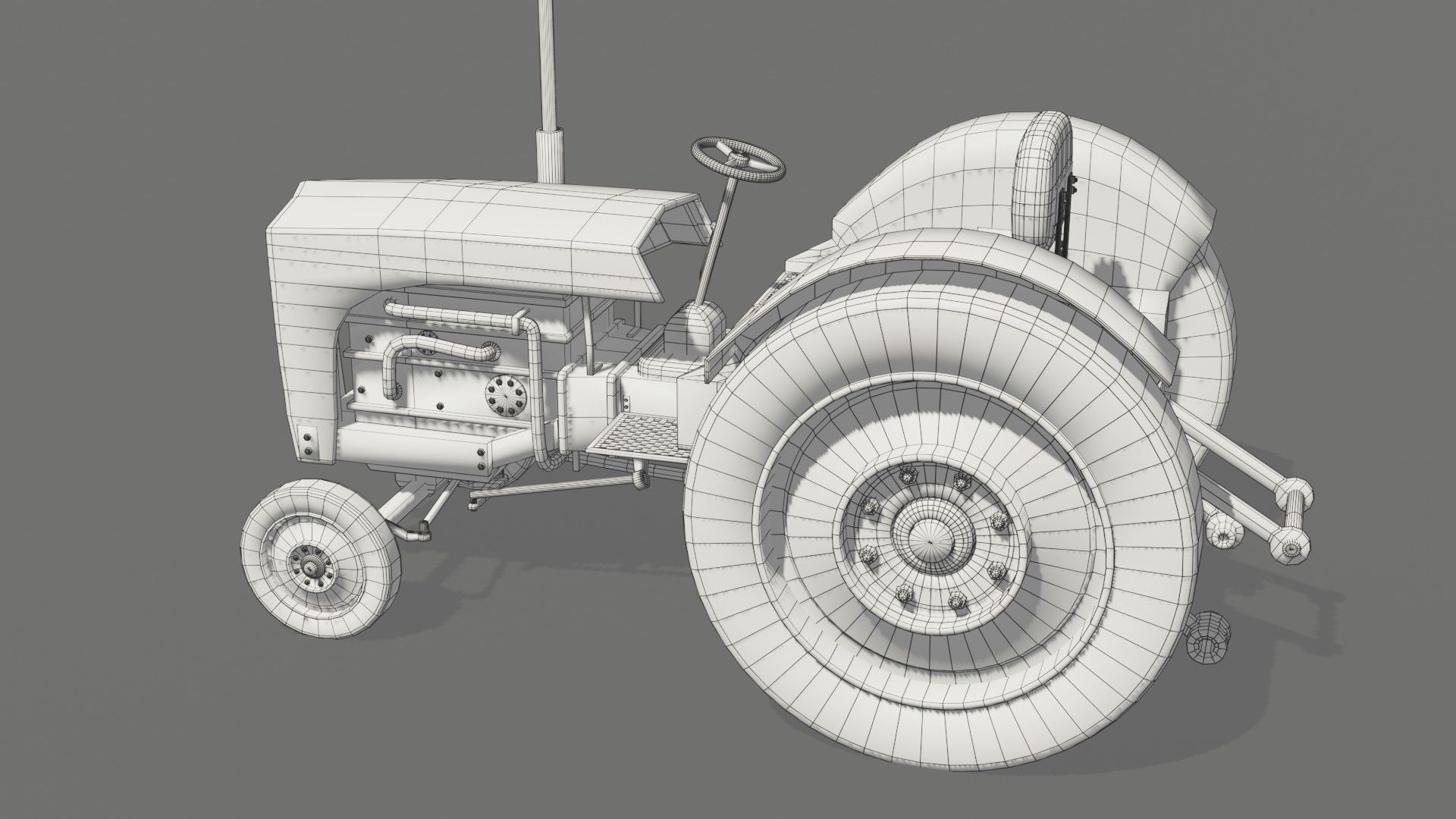 Old farm tractor Low-poly 3D model_30
