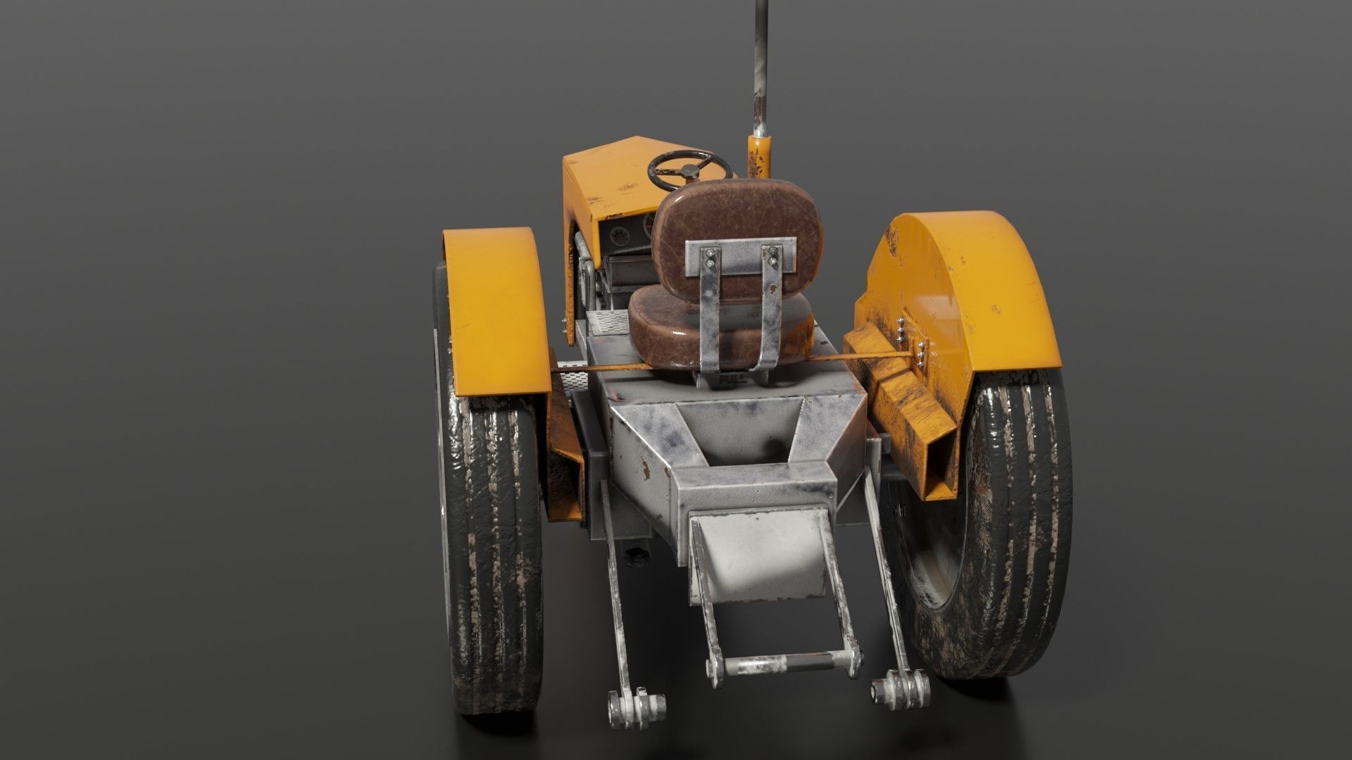 Old farm tractor Low-poly 3D model_12