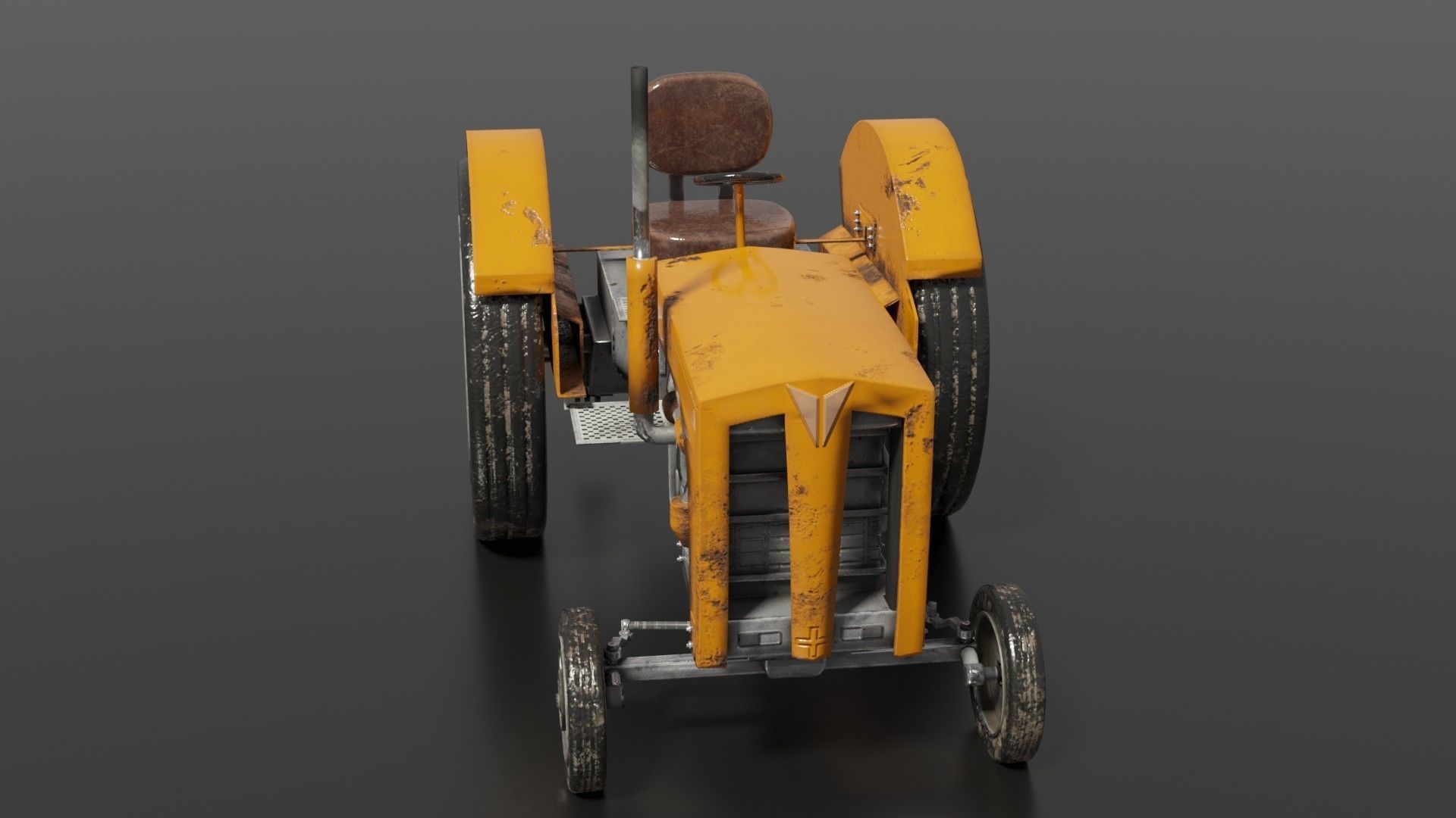 Old farm tractor Low-poly 3D model_18