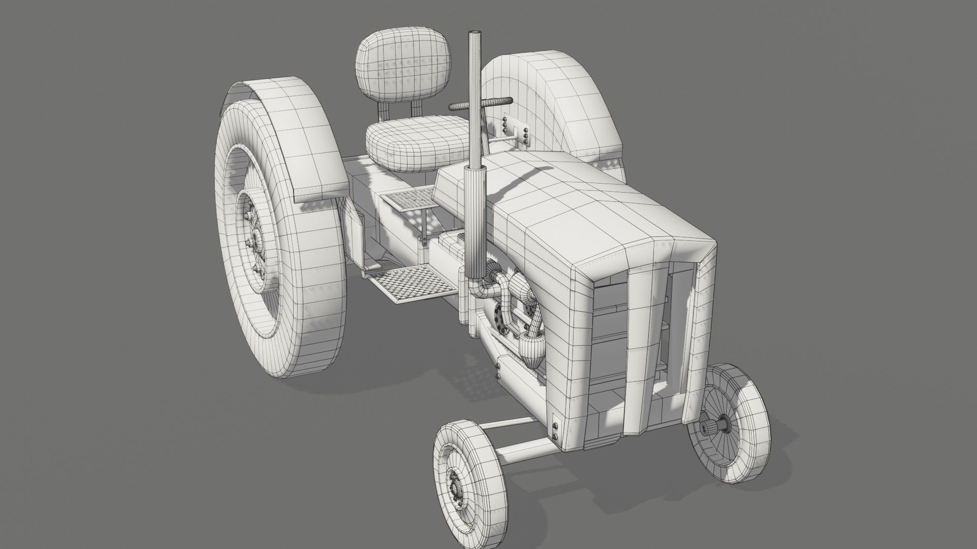 Old farm tractor Low-poly 3D model_35