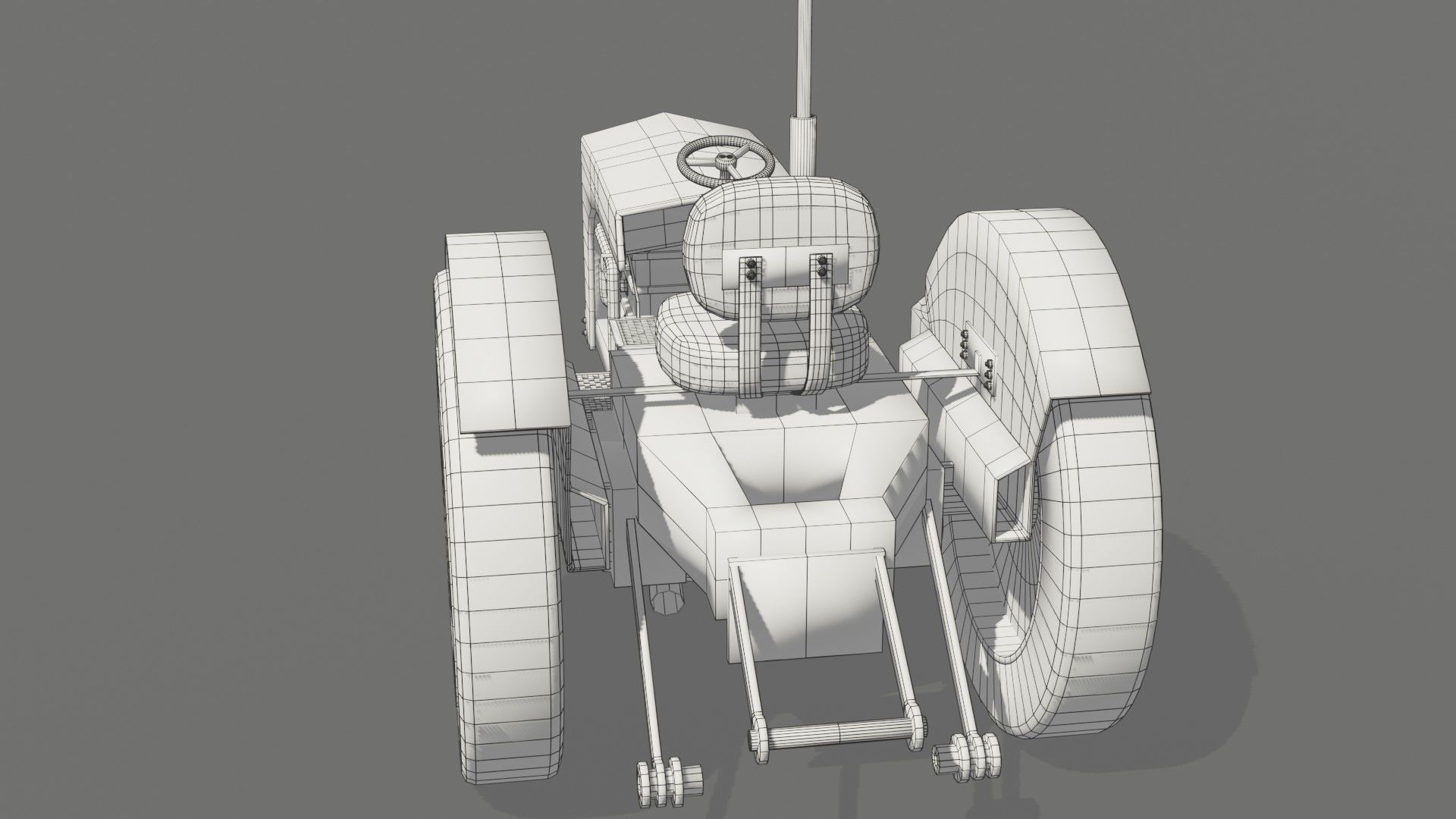 Old farm tractor Low-poly 3D model_28