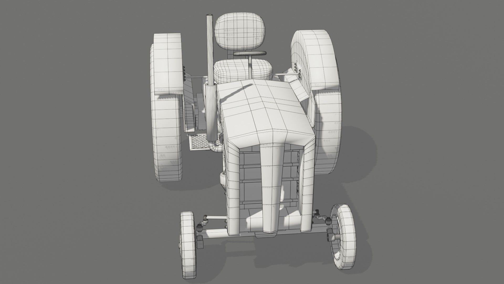 Old farm tractor Low-poly 3D model_34