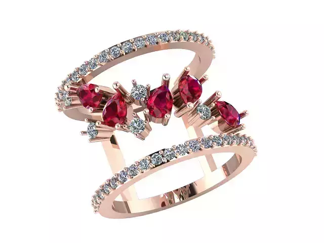 Pear Emerald and Diamond Ring