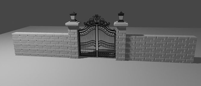 Wrought iron gate 3D model