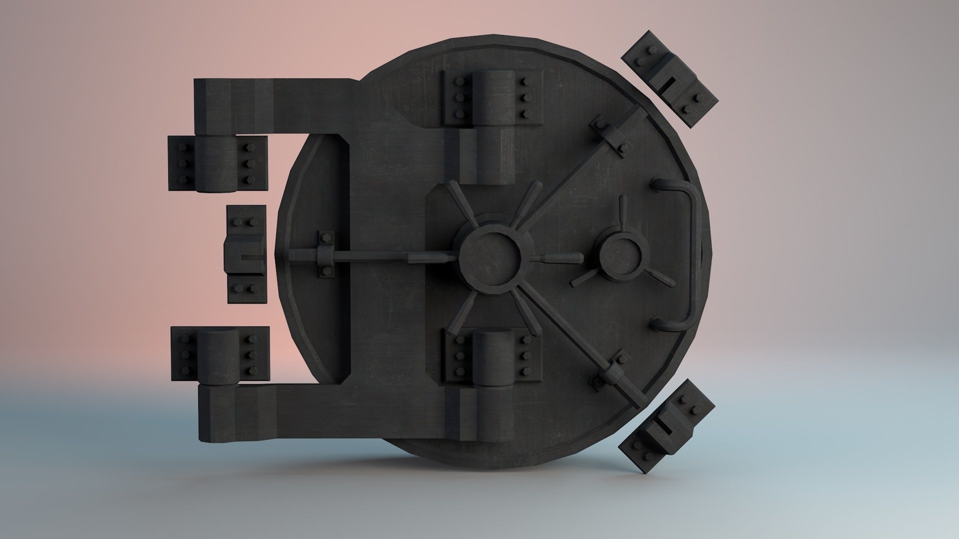 Vault Entrance Gate Low-poly 3D model_1