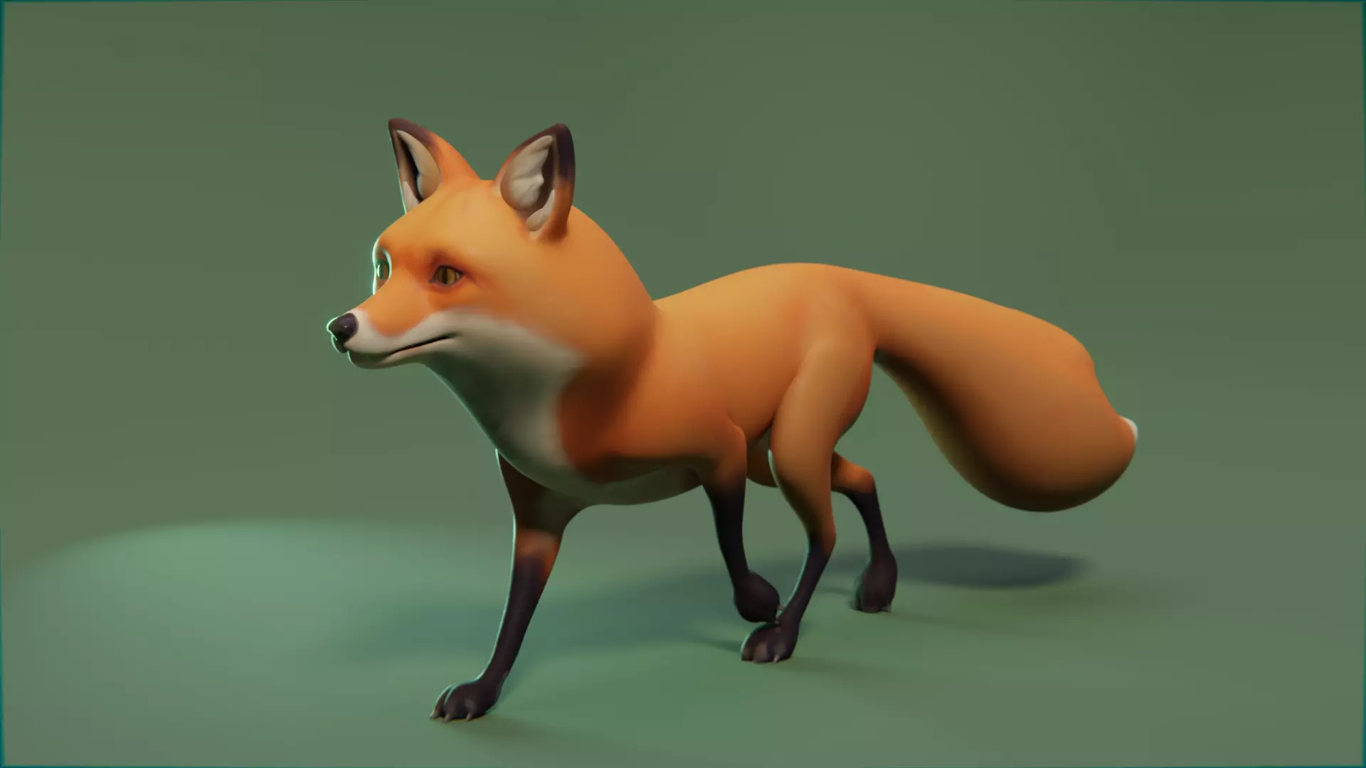 Fox stylized Low-poly 3D model_0