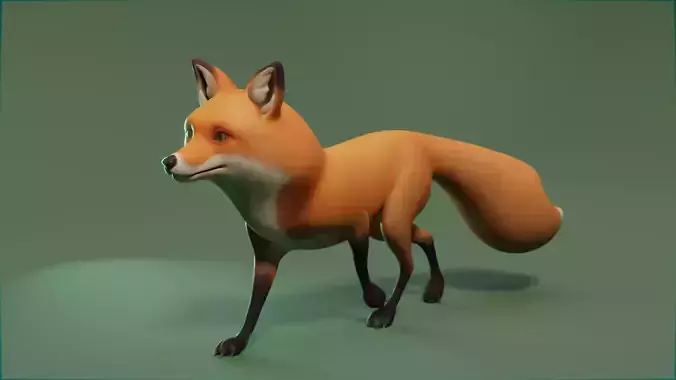 Fox stylized Low-poly 3D model