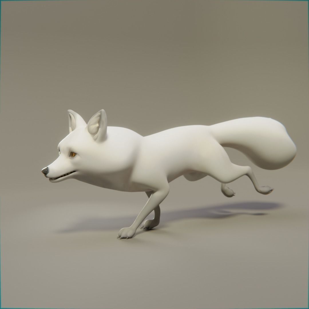 Fox stylized Low-poly 3D model_3