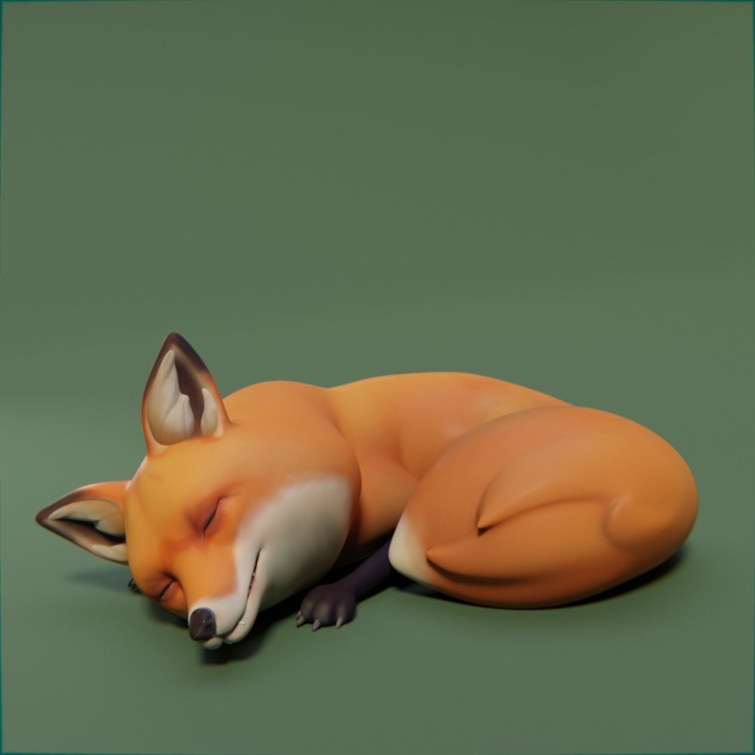 Fox stylized Low-poly 3D model_4