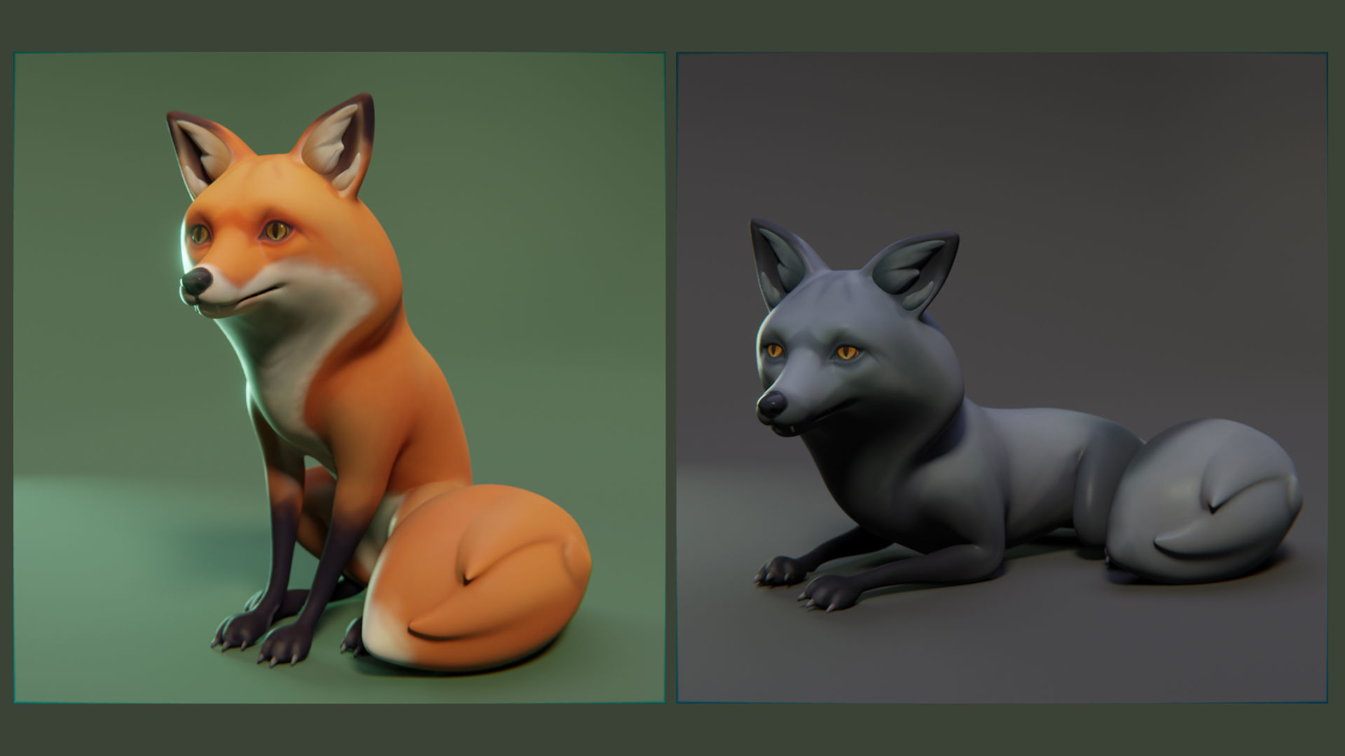 Fox stylized Low-poly 3D model_2