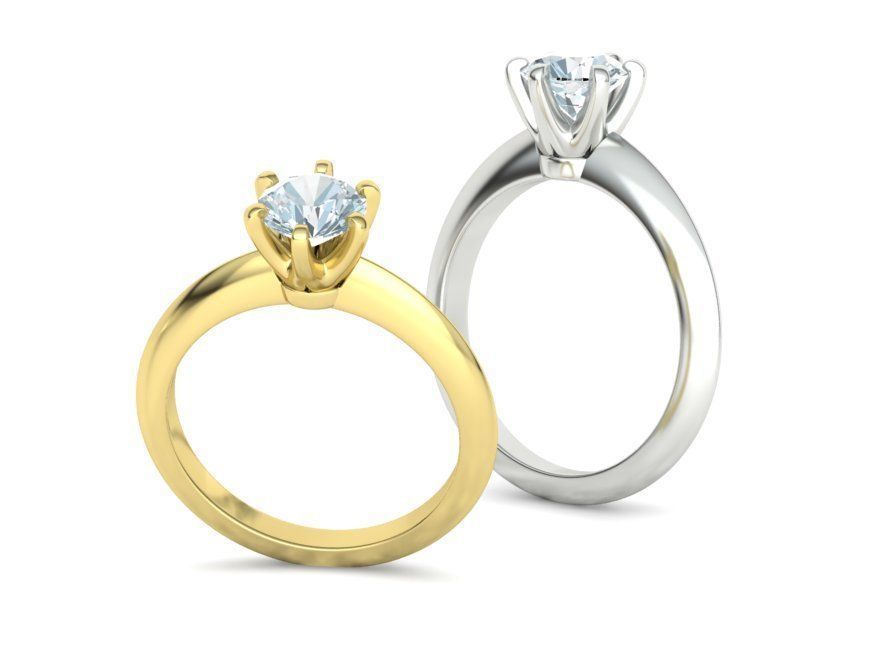 1ct Solitaire Engagement Ring 6claw Setting Tring 3dmodel 3D print model_3