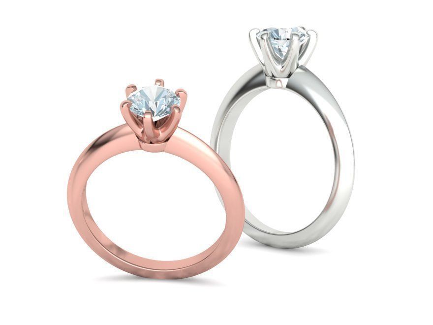 1ct Solitaire Engagement Ring 6claw Setting Tring 3dmodel 3D print model_7