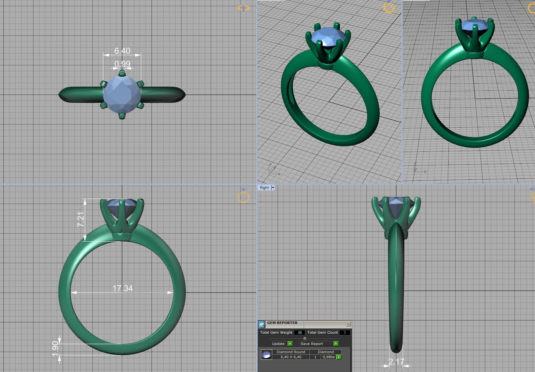 1ct Solitaire Engagement Ring 6claw Setting Tring 3dmodel 3D print model_8