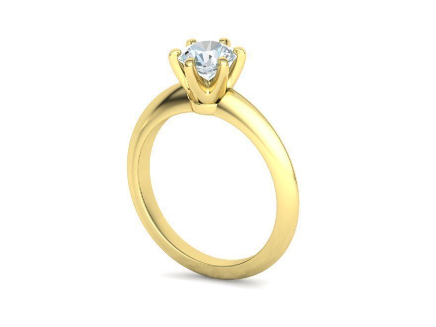 1ct Solitaire Engagement Ring 6claw Setting Tring 3dmodel 3D print model_20