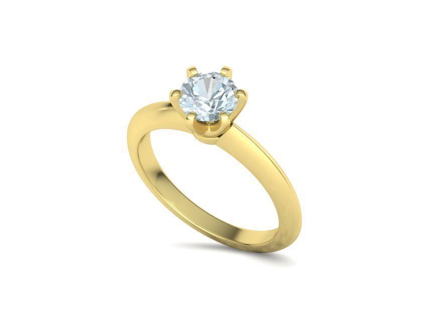 1ct Solitaire Engagement Ring 6claw Setting Tring 3dmodel 3D print model_23
