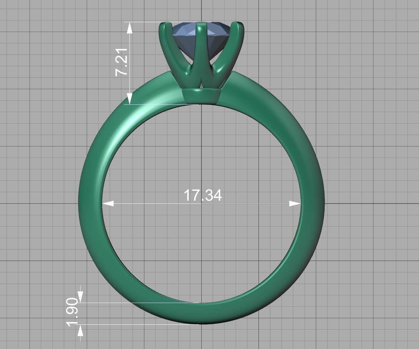 1ct Solitaire Engagement Ring 6claw Setting Tring 3dmodel 3D print model_10