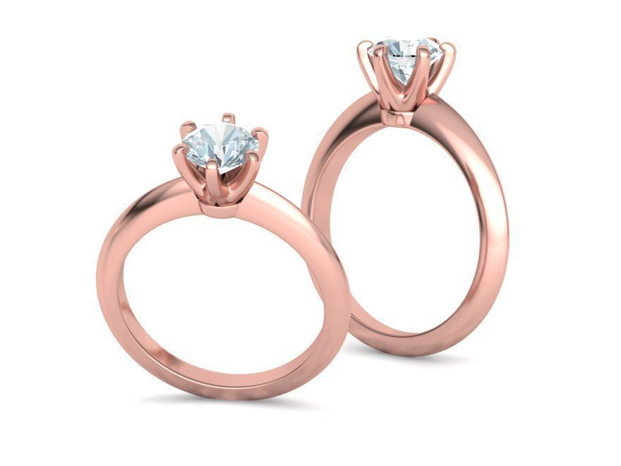 1ct Solitaire Engagement Ring 6claw Setting Tring 3dmodel 3D print model_6