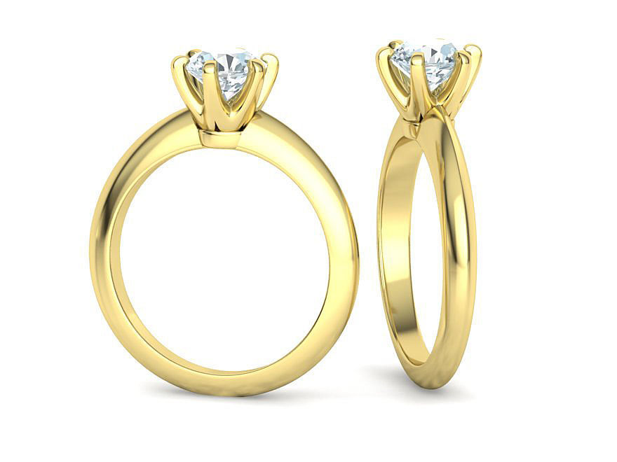 1ct Solitaire Engagement Ring 6claw Setting Tring 3dmodel 3D print model_2