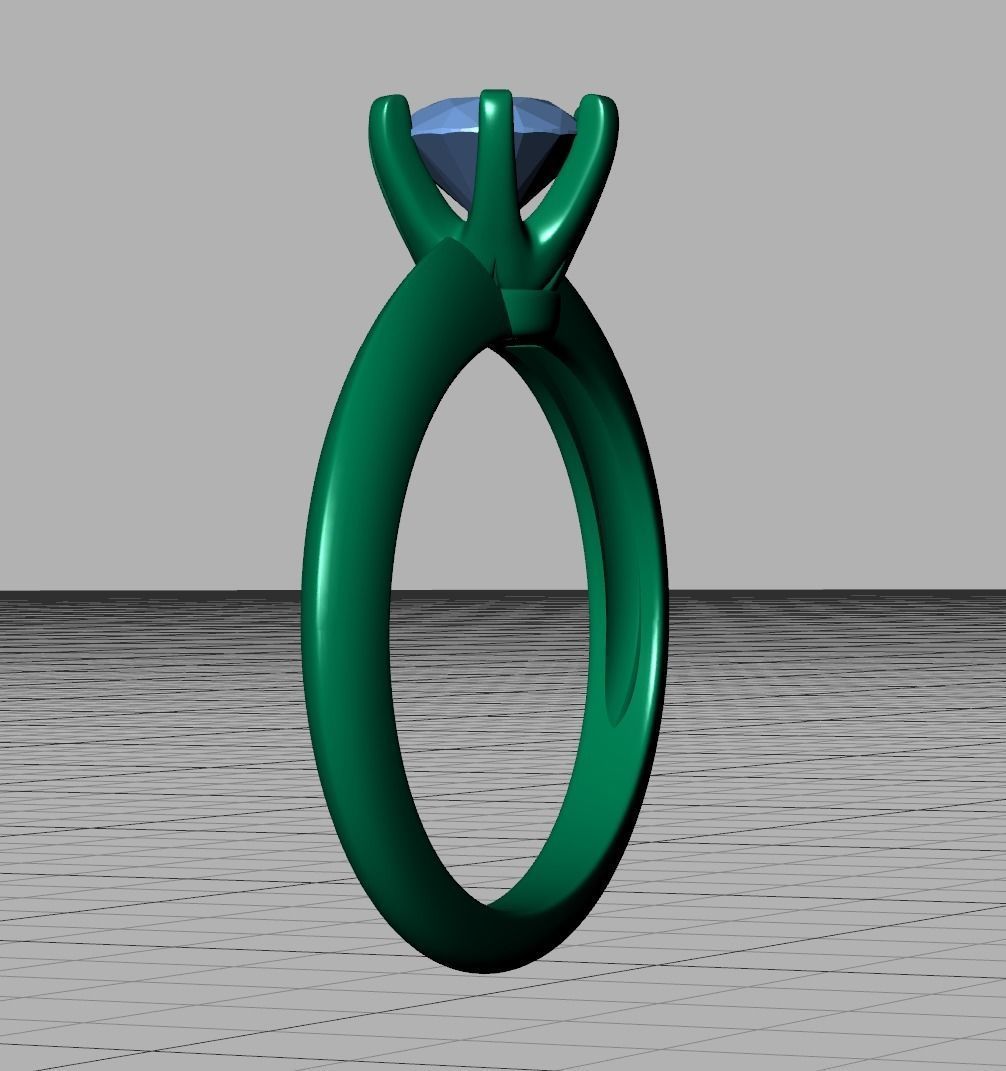 1ct Solitaire Engagement Ring 6claw Setting Tring 3dmodel 3D print model_15