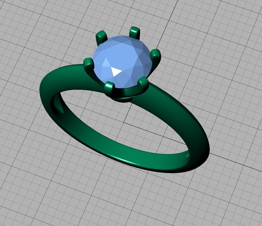 1ct Solitaire Engagement Ring 6claw Setting Tring 3dmodel 3D print model_13