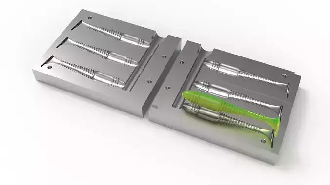 Mold for soft fishing lure - 100mm 3D print model