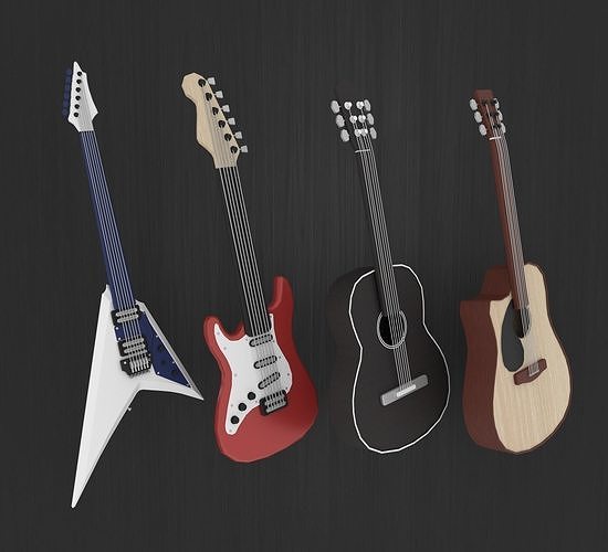 Guitar Collection electric Low-poly 3D model