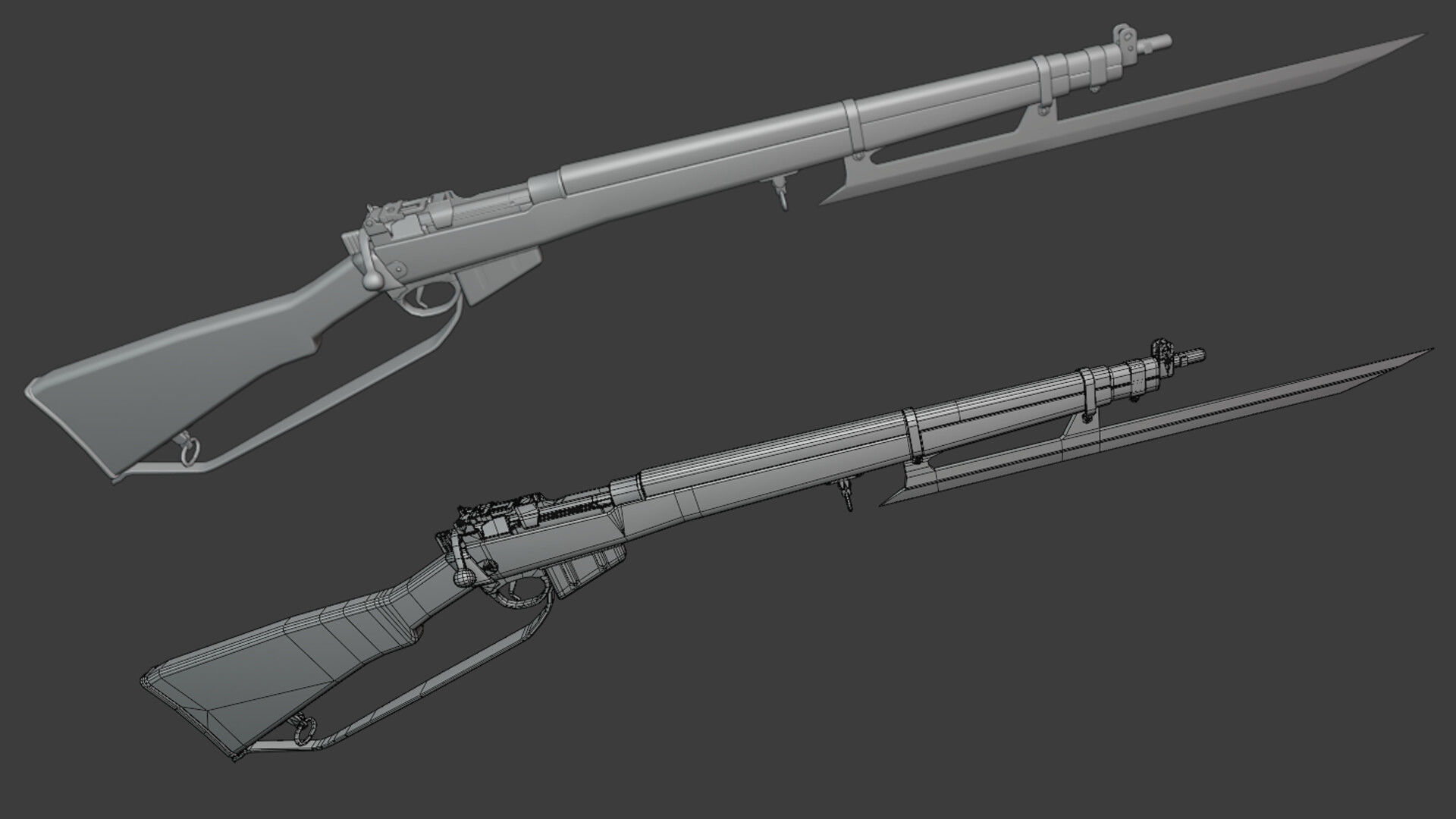 Lee Enfield Rifle Low-poly 3D model_8