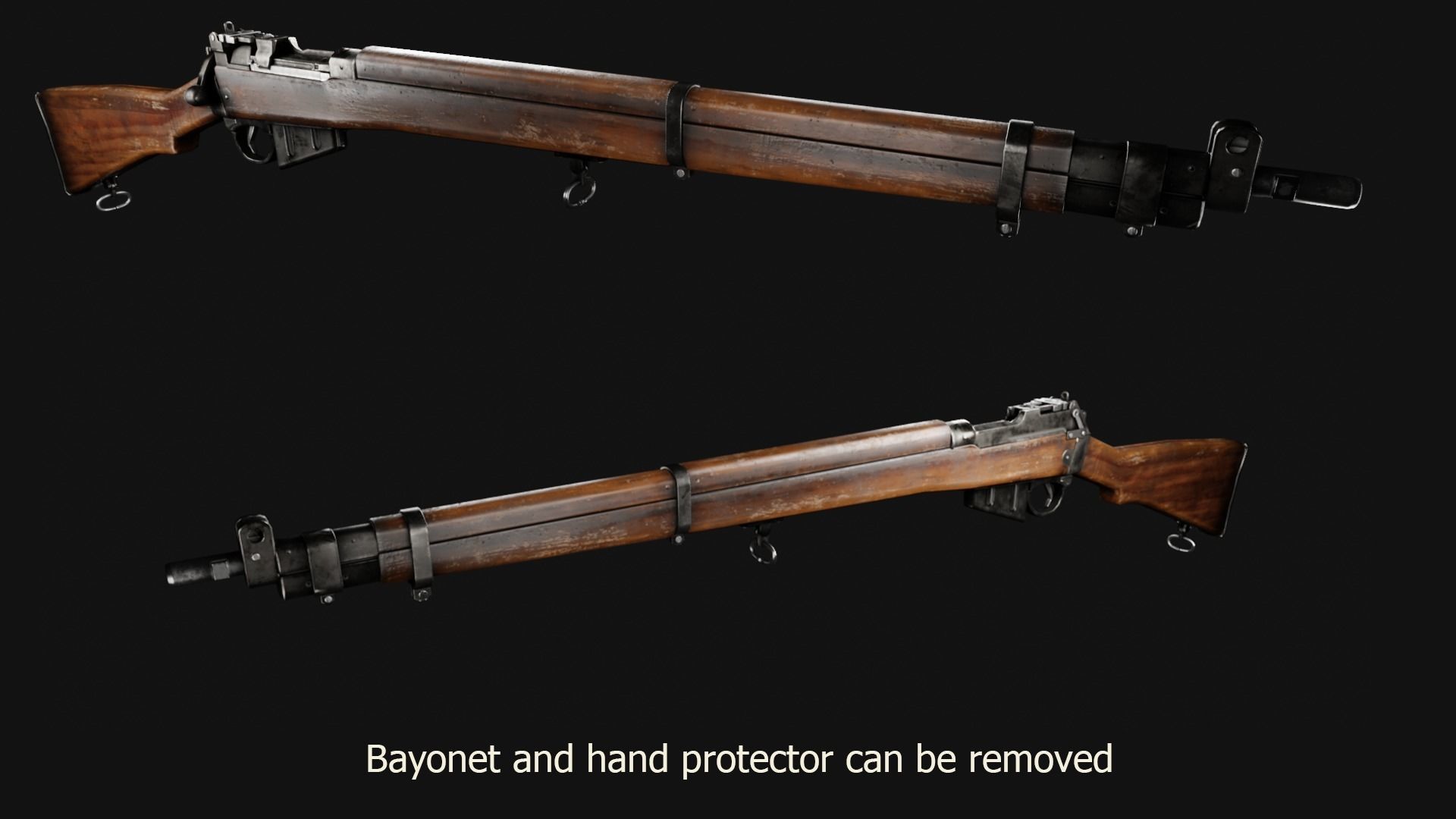 Lee Enfield Rifle Low-poly 3D model_7