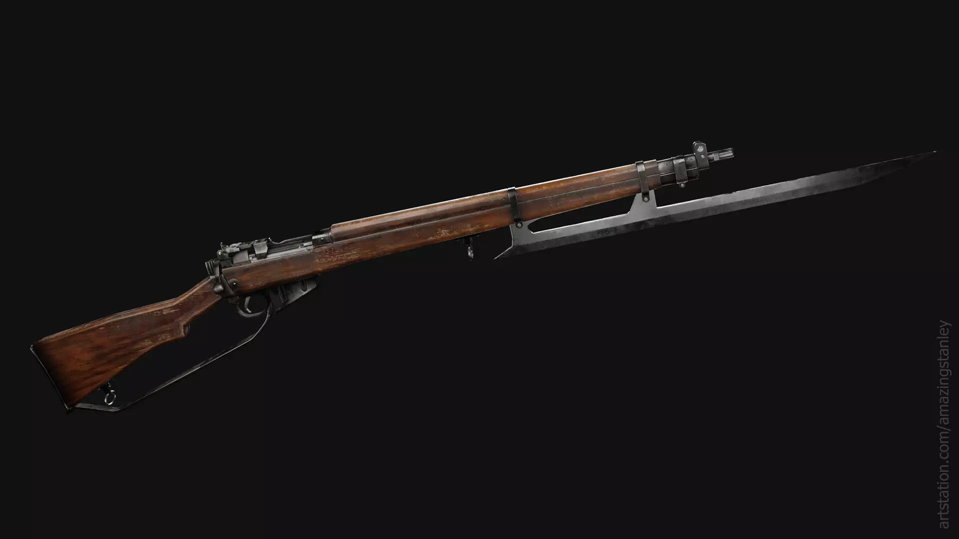Lee Enfield Rifle Low-poly 3D model_0