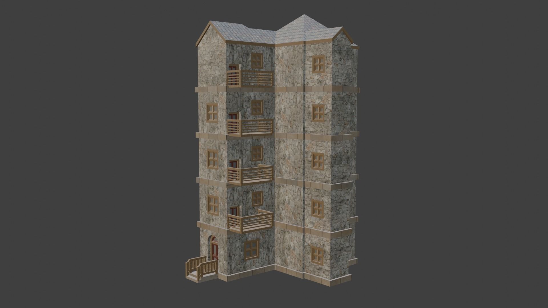 House Model 61 Low-poly 3D model_1