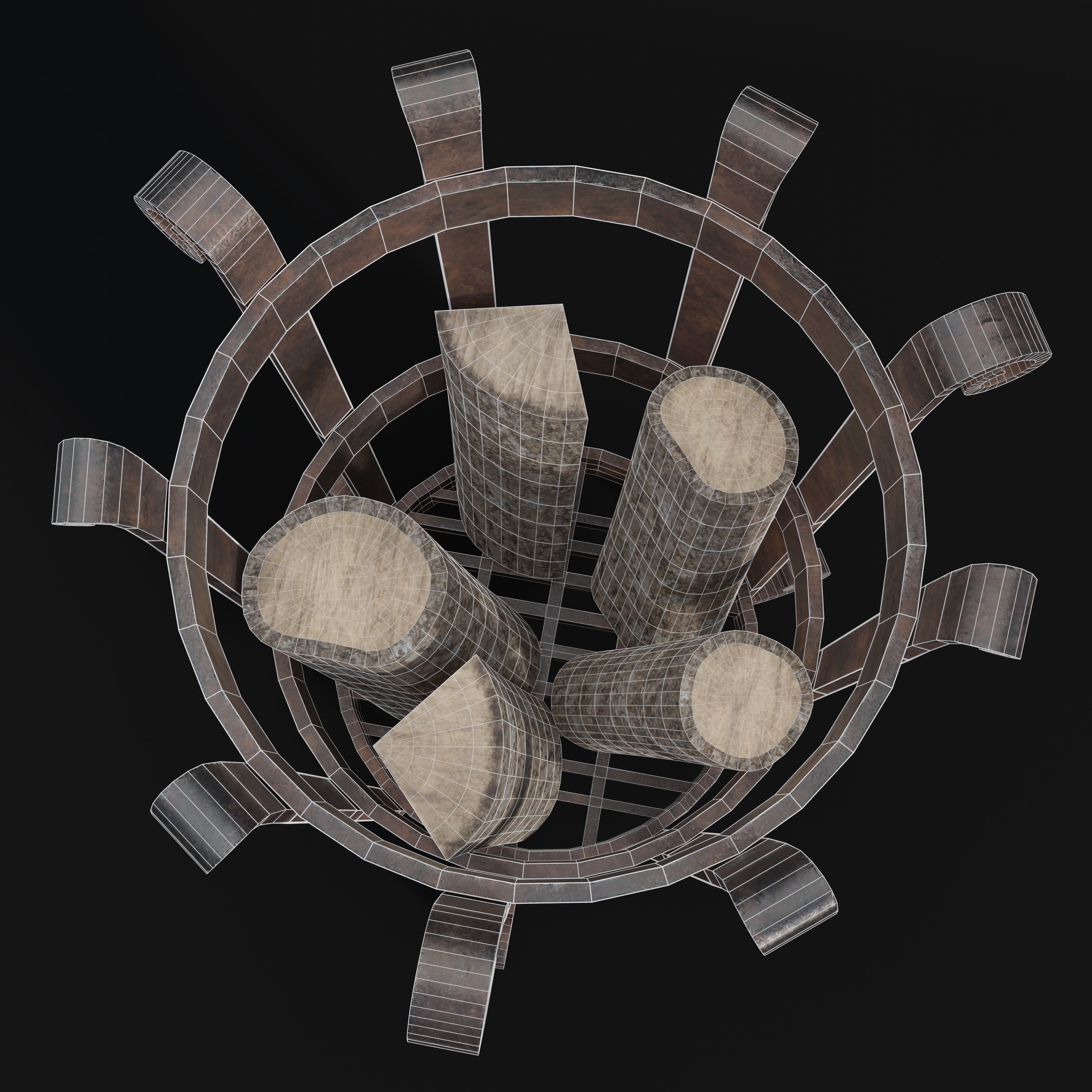 Medieval Brazier- Fire Basket Low-poly 3D model_5