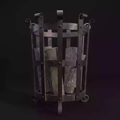 Medieval Brazier- Fire Basket Low-poly 3D model