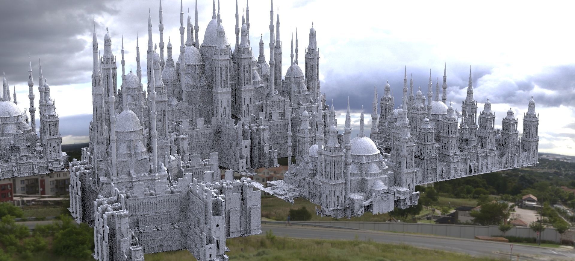 Fantasy City Gothic Architecture Kitbash  3D model_1