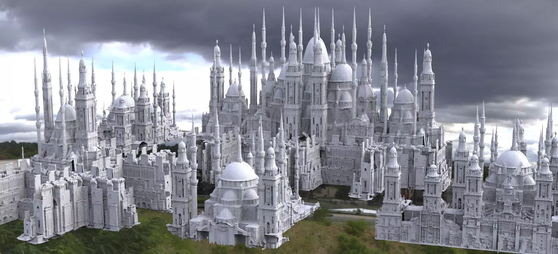 Fantasy City Gothic Architecture Kitbash  3D model_0