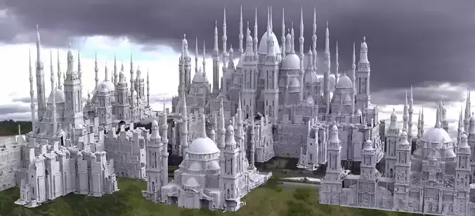 Fantasy City Gothic Architecture Kitbash  3D model