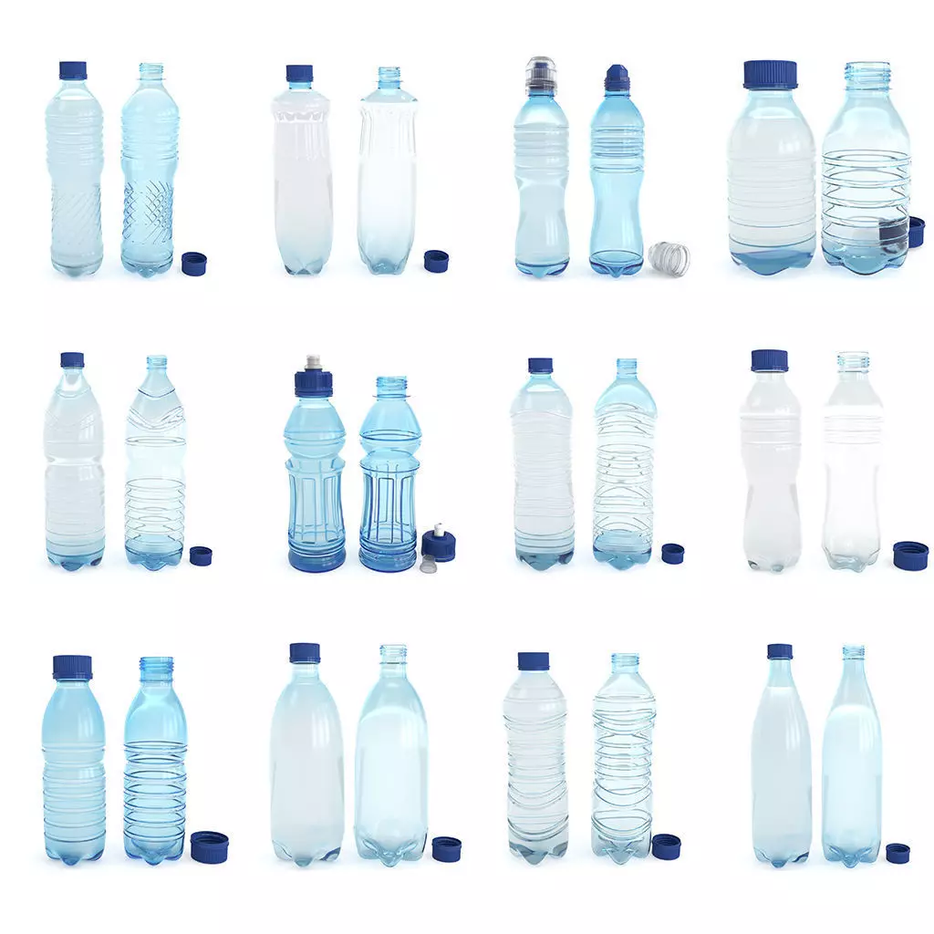 Set plastic 12 water bottle 3D Model 3D model_0