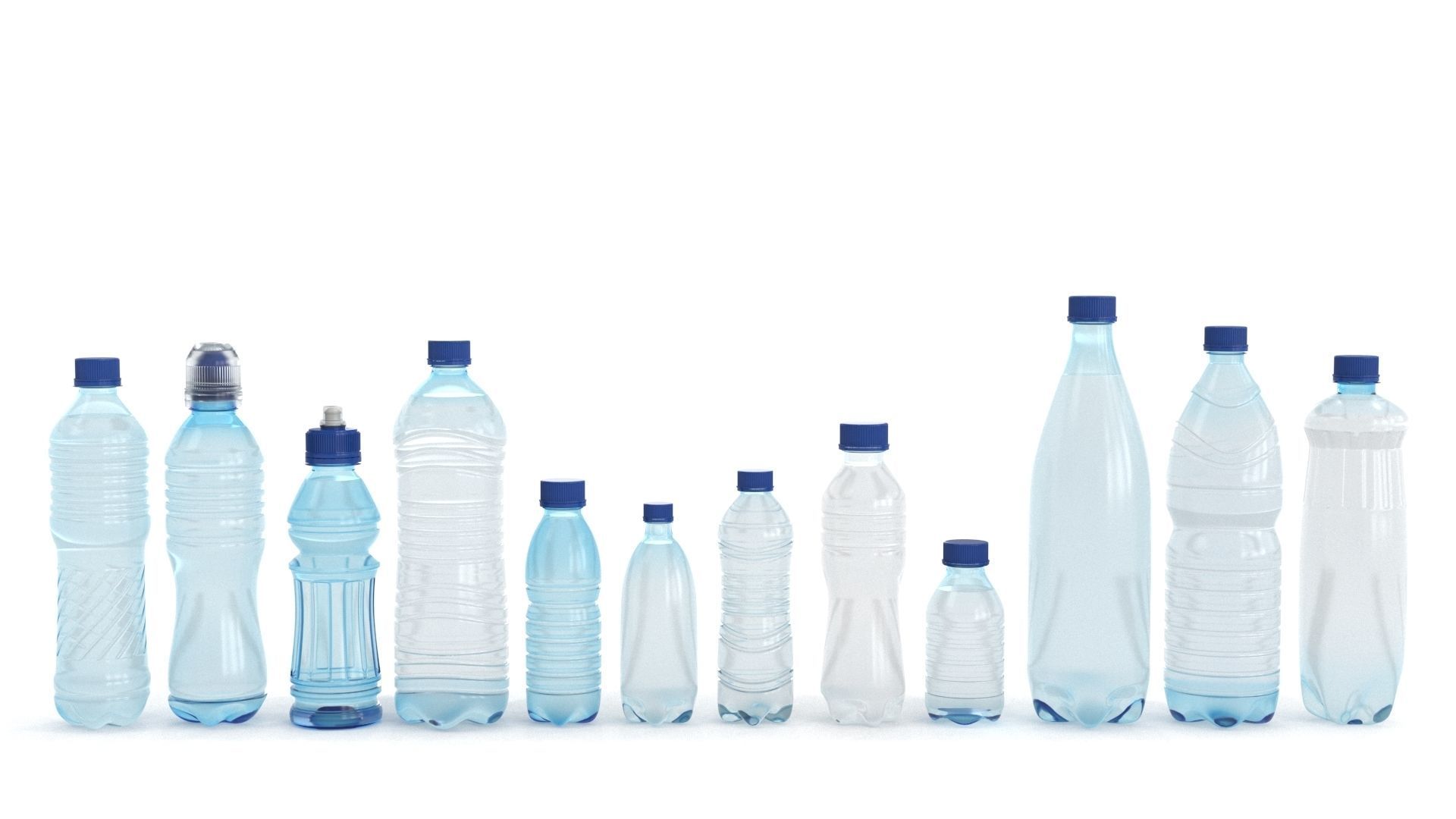 Set plastic 12 water bottle 3D Model 3D model_18