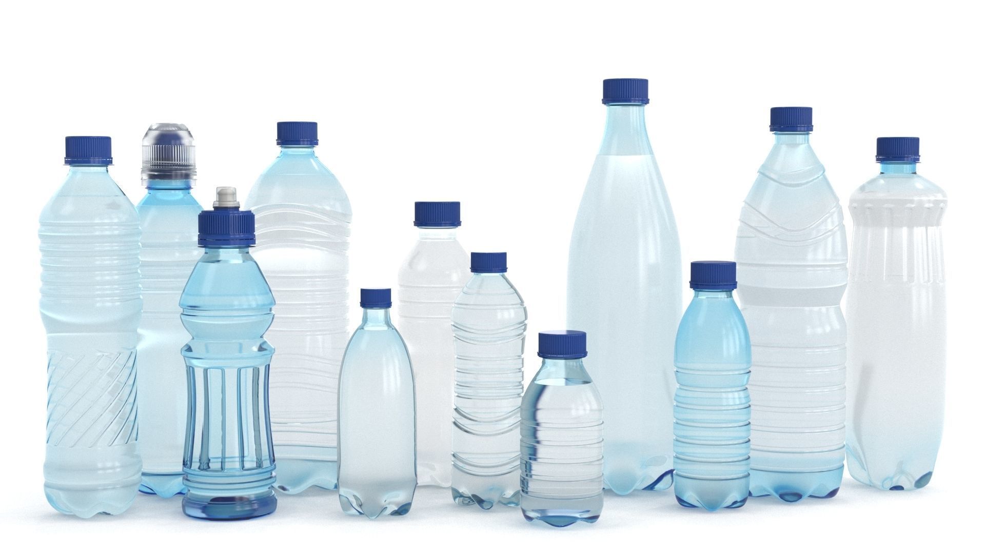 Set plastic 12 water bottle 3D Model 3D model_1