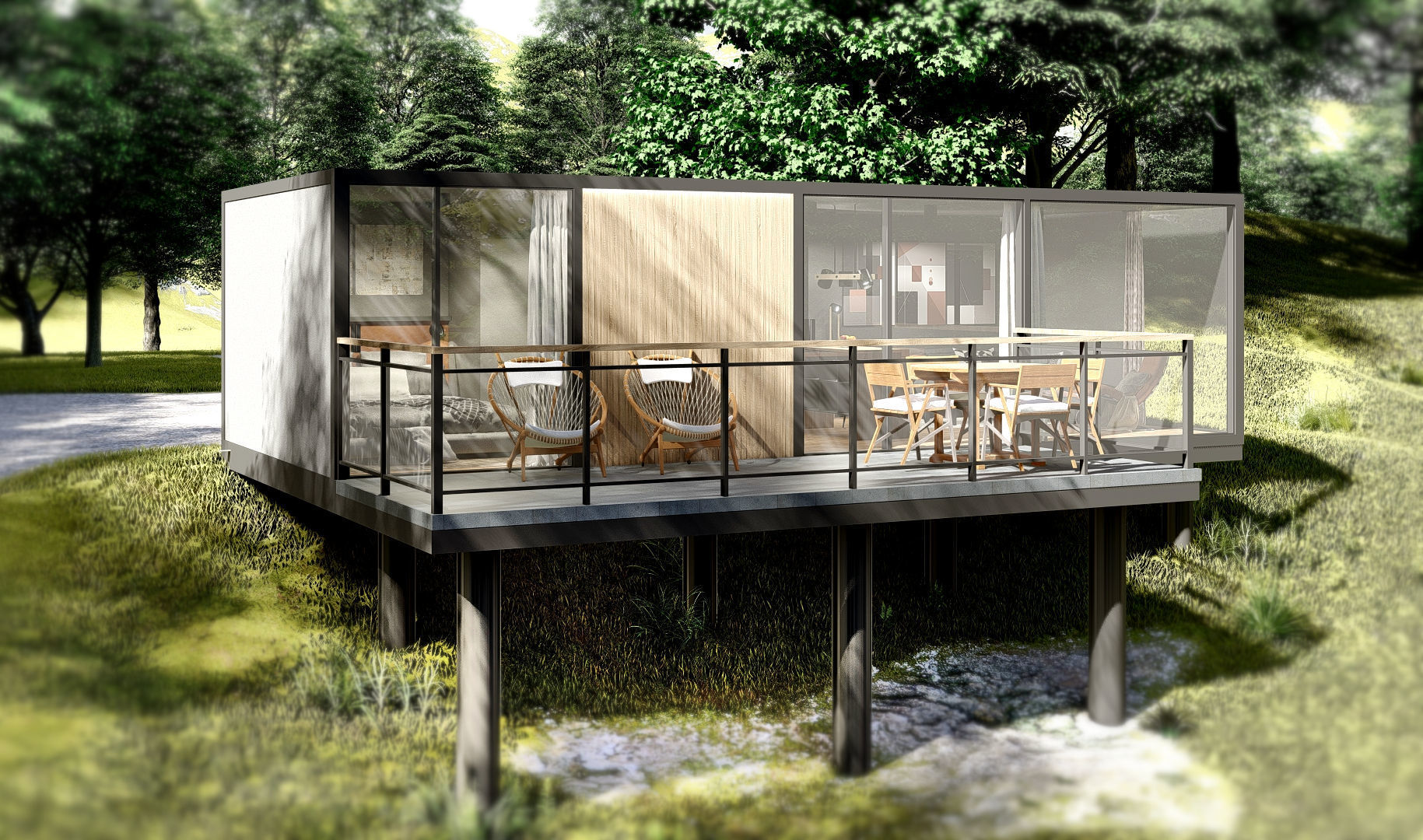 K37 37M2 vacation house residential house container home 3D model_12