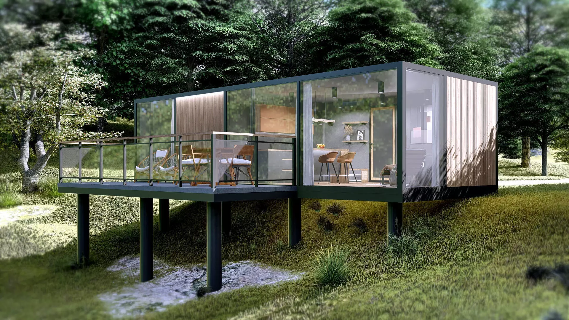 K37 37M2 vacation house residential house container home 3D model_0